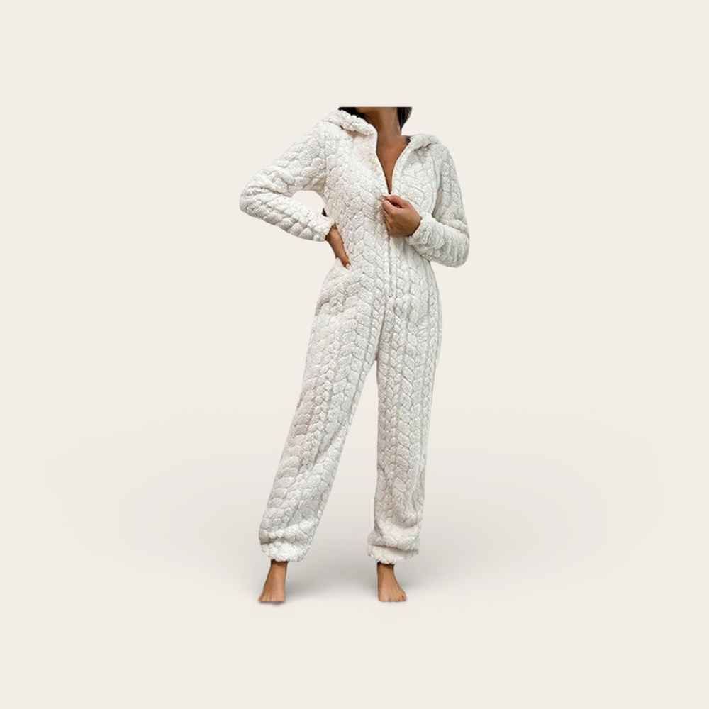 Cozy White Quilted Jumpsuit